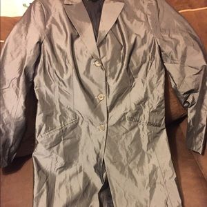 BCBGMaxaAzria Metallic Silver Trench Coat size 10